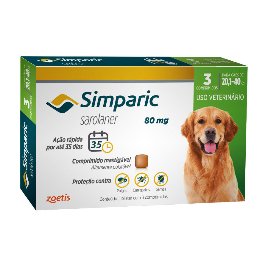 Antipulgas Simparic  - 2,6 kg a 40 kg - Zoetis