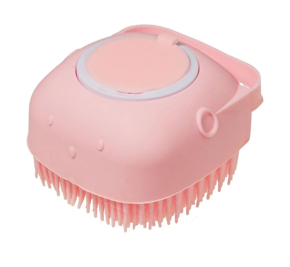 Escova de silicone para banho com dispenser para shampoo