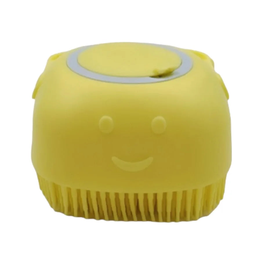 Escova de silicone para banho com dispenser para shampoo