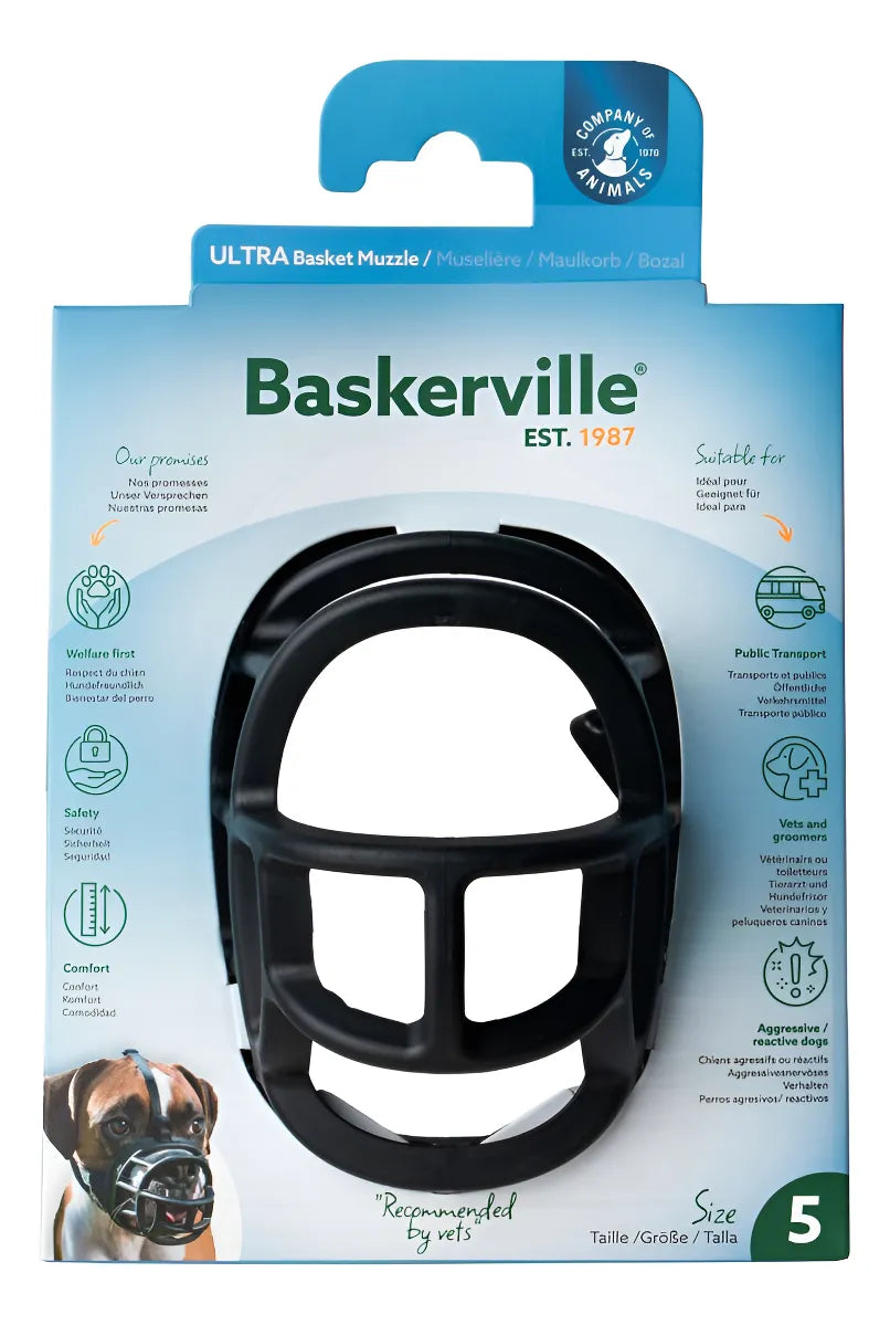 Focinheira Baskerville Preta XG (Tamanho 5) - Conforto e Segurança Máxima