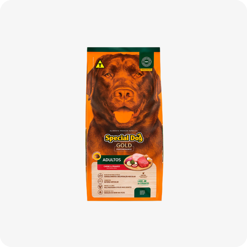 Ração Special Dog Gold Performance Frango e Carne para Cães Adultos - 20 kg